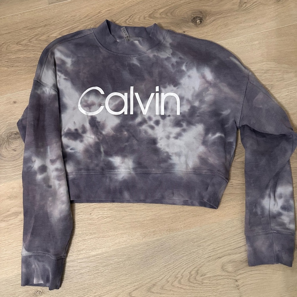 Calvin Klein Women's Purple Tie-Dye Crop Top